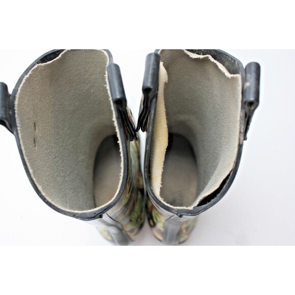 Nomad Boots Womens size 7 Black/Pink/Green Flower Rodeo Western Cowboy Rain - Picture 5 of 8